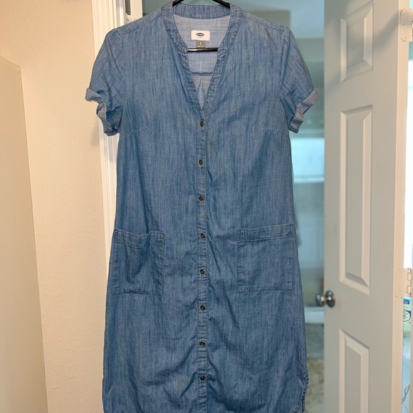 Old Navy Blue Chambray Button Front Midi Dress | Size S - Picture 1 of 1